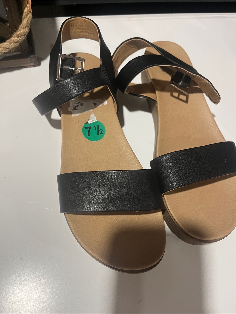 Report Black Two‑Strap Buckle Sandals